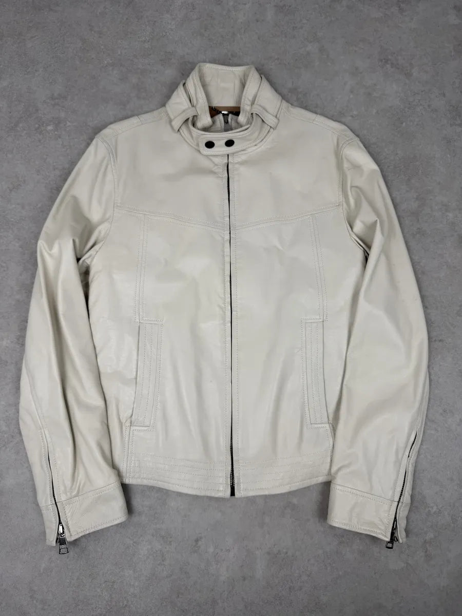 2010s Dolce & Gabbana Creamy White Beige Leather Jacket wKNDEhR 6