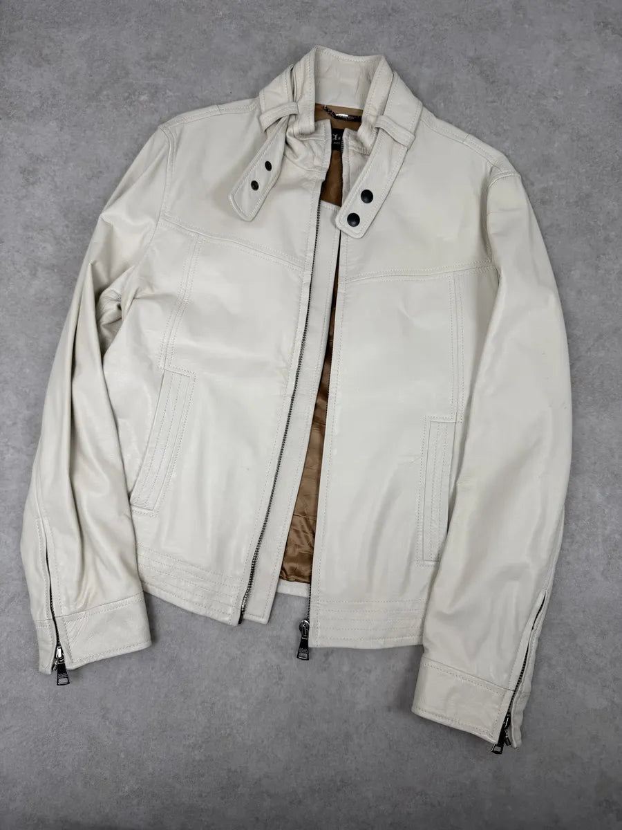 2010s Dolce & Gabbana Creamy White Beige Leather Jacket wKNDEhR 8