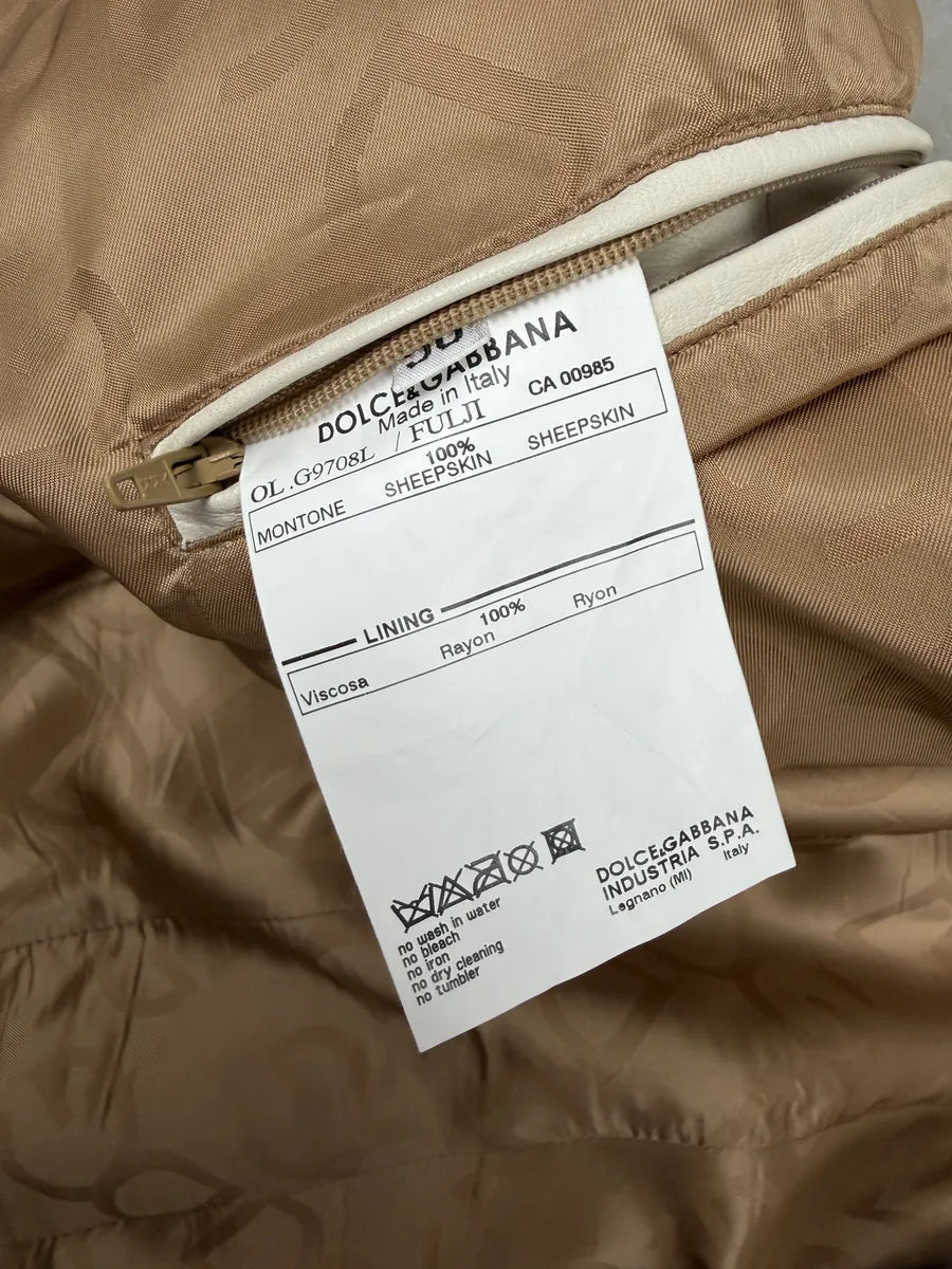 2010s Dolce & Gabbana Creamy White Beige Leather Jacket wKNDEhR 9