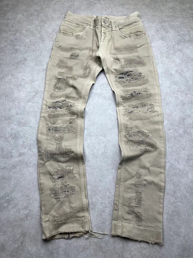 2010s Dolce & Gabbana Distressed Beige Slim Denim Jeans vManuVW 0