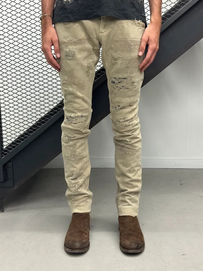 2010s Dolce & Gabbana Distressed Beige Slim Denim Jeans vManuVW 1