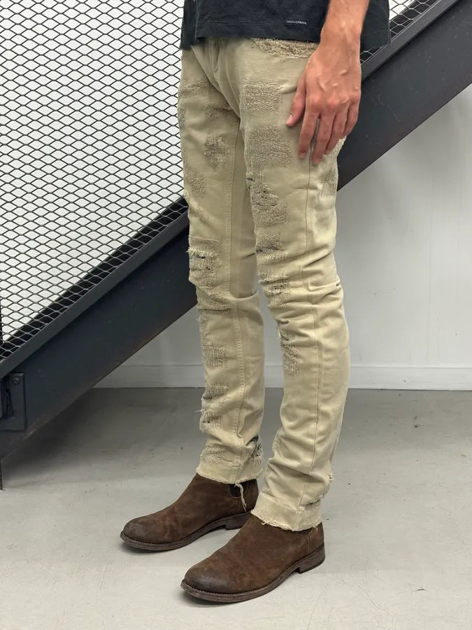 2010s Dolce & Gabbana Distressed Beige Slim Denim Jeans vManuVW 2