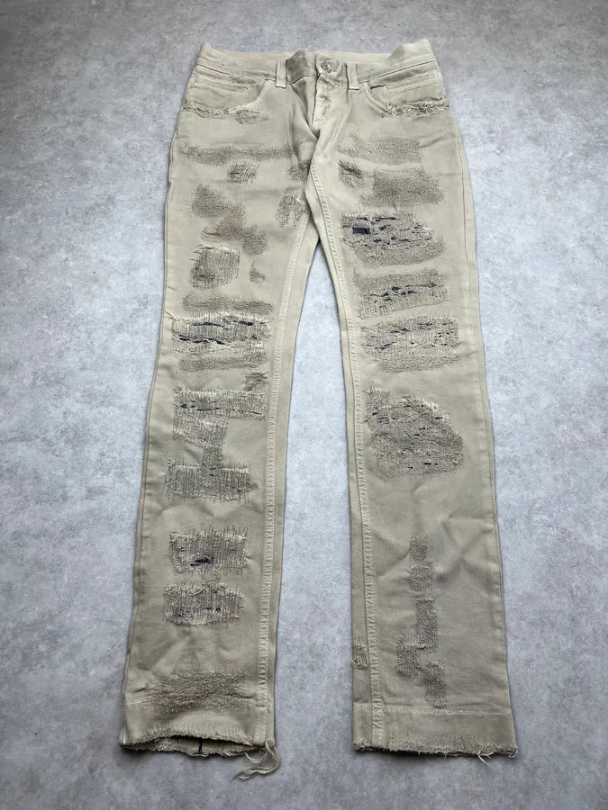 2010s Dolce & Gabbana Distressed Beige Slim Denim Jeans vManuVW 4