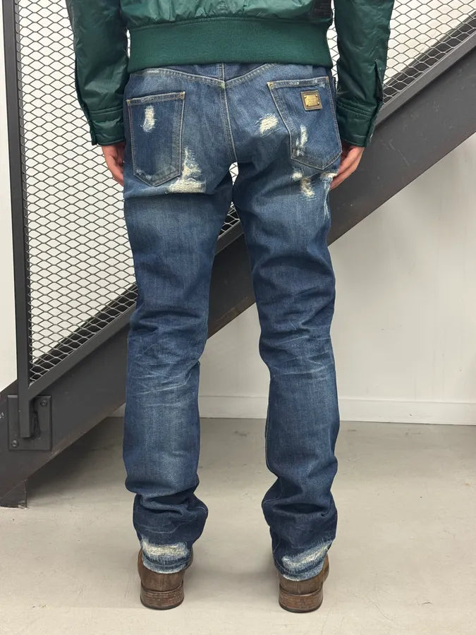2010s Dolce & Gabbana Distressed Navy Denim Jeans VdSHGII 3