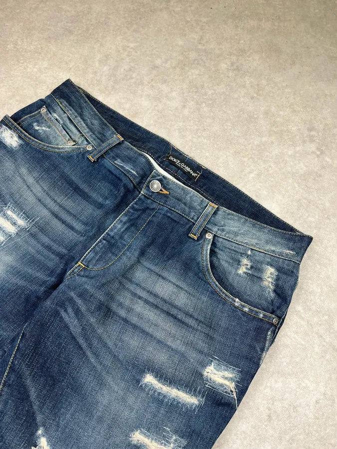 2010s Dolce & Gabbana Distressed Navy Denim Jeans VdSHGII 4