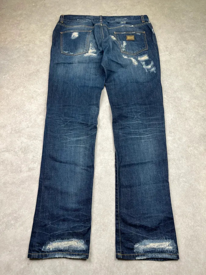2010s Dolce & Gabbana Distressed Navy Denim Jeans VdSHGII 6