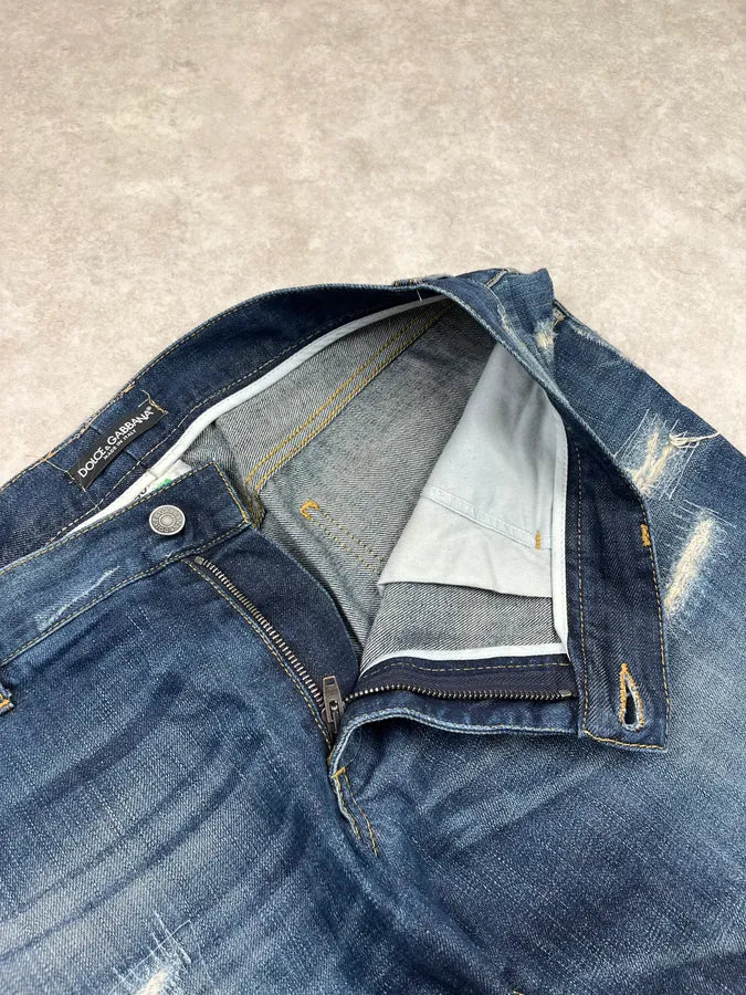 2010s Dolce & Gabbana Distressed Navy Denim Jeans VdSHGII 7