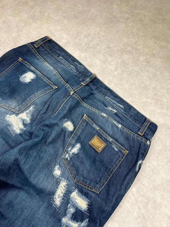 2010s Dolce & Gabbana Distressed Navy Denim Jeans VdSHGII 8