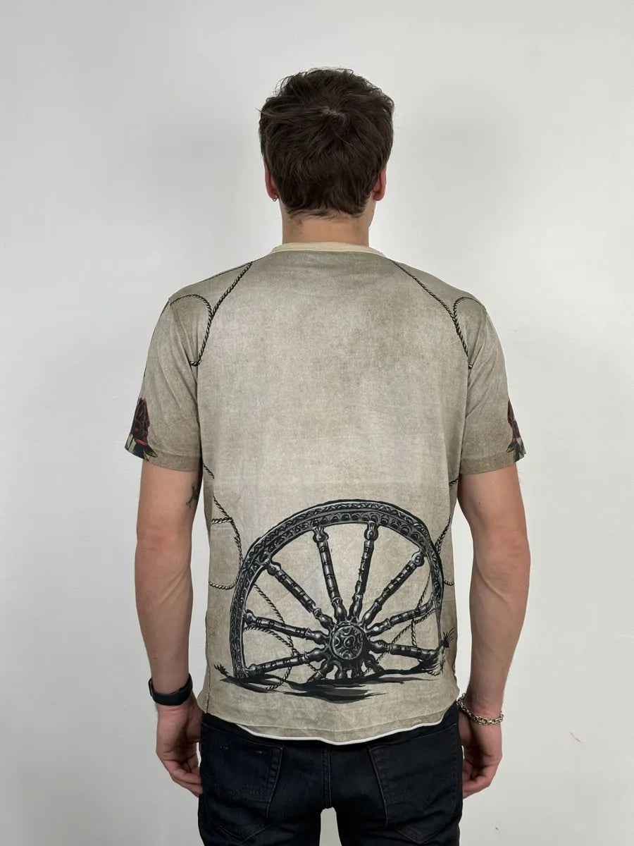 2010s Dolce & Gabbana Faded Grey Gun Rose T-Shirt gGuKmjN 3