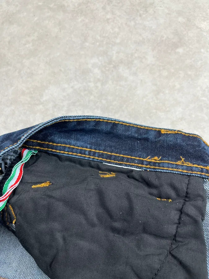 2010s Dolce & Gabbana Flag Holes USA Navy Denim Distressed Jeans rEniYpK 12