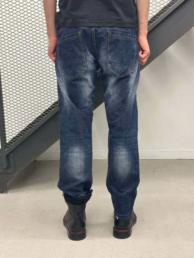 2010s Dolce & Gabbana Flag Holes USA Navy Denim Distressed Jeans rEniYpK 2