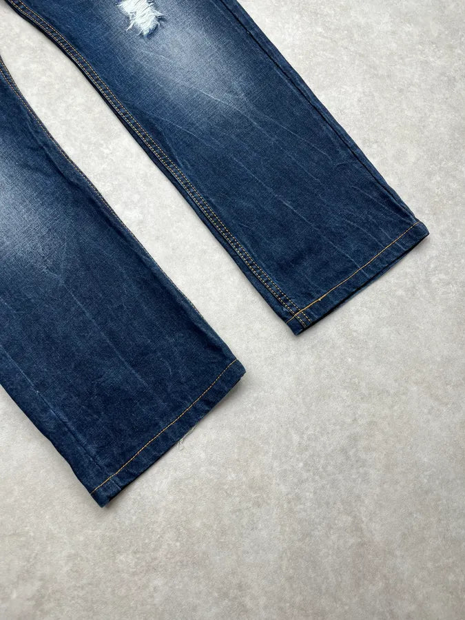 2010s Dolce & Gabbana Flag Holes USA Navy Denim Distressed Jeans rEniYpK 6