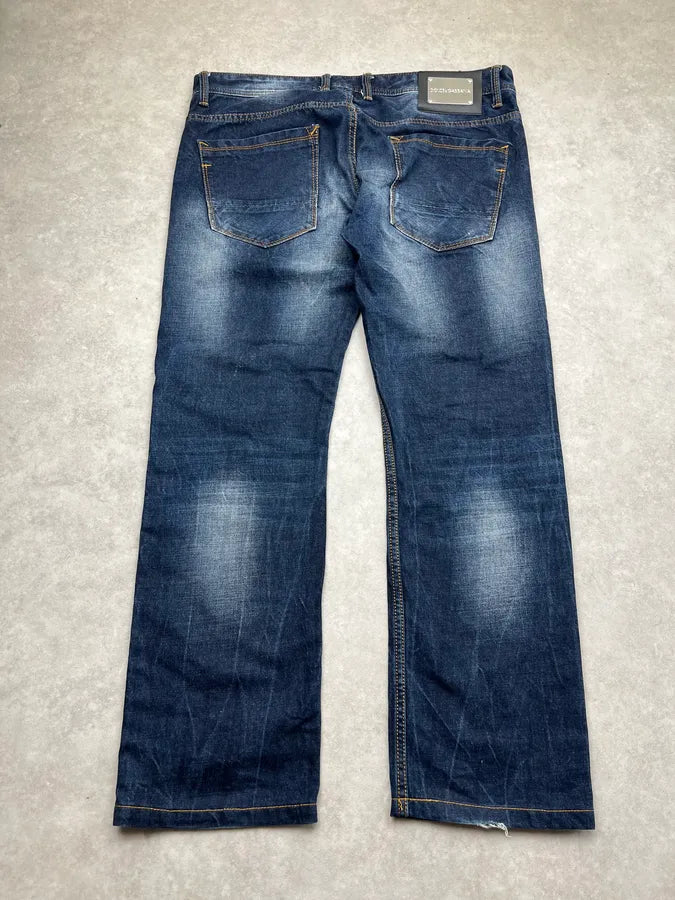 2010s Dolce & Gabbana Flag Holes USA Navy Denim Distressed Jeans rEniYpK 7