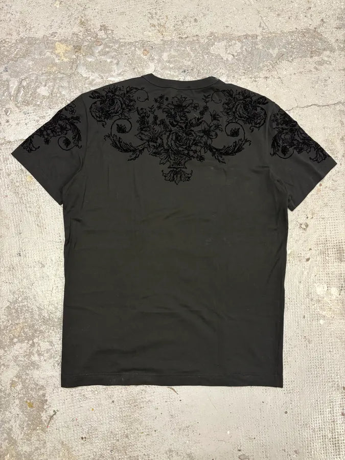 2010s Dolce & Gabbana Floral Royal Black T-Shirt gbHPfMj 5