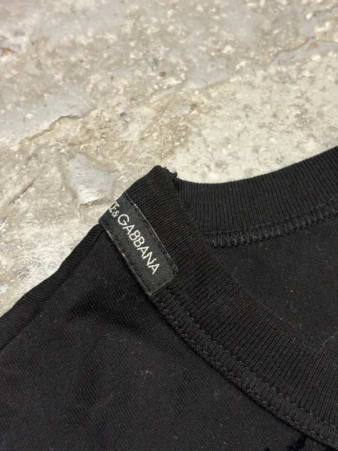 2010s Dolce & Gabbana Floral Royal Black T-Shirt gbHPfMj 7