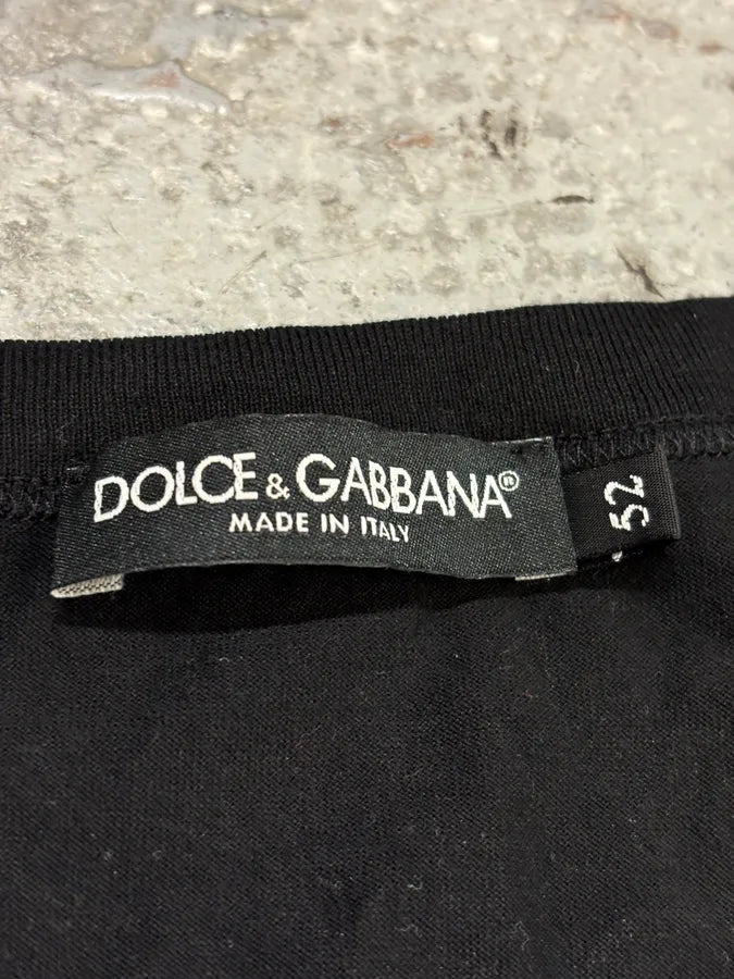 2010s Dolce & Gabbana Floral Royal Black T-Shirt gbHPfMj 6