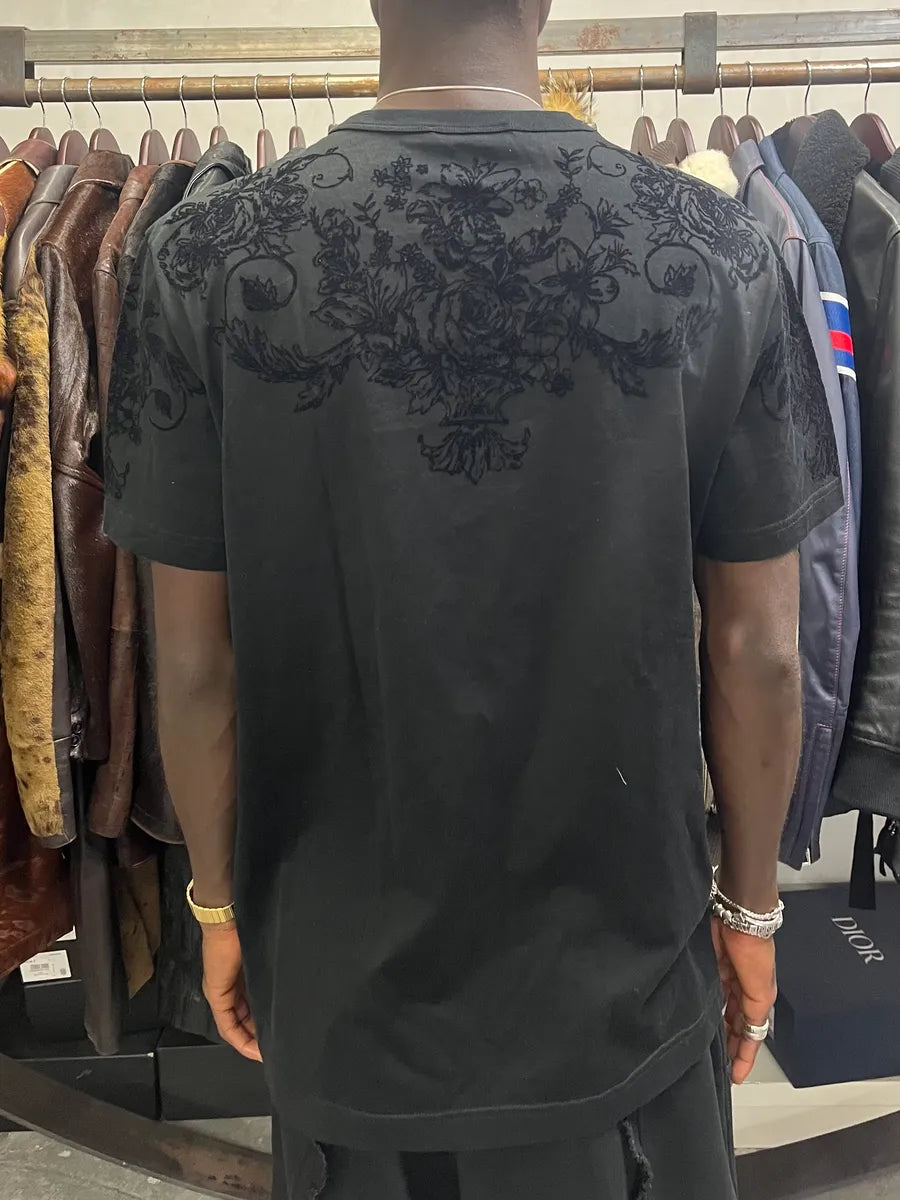 2010s Dolce & Gabbana Floral Royal Black T-Shirt gbHPfMj 2