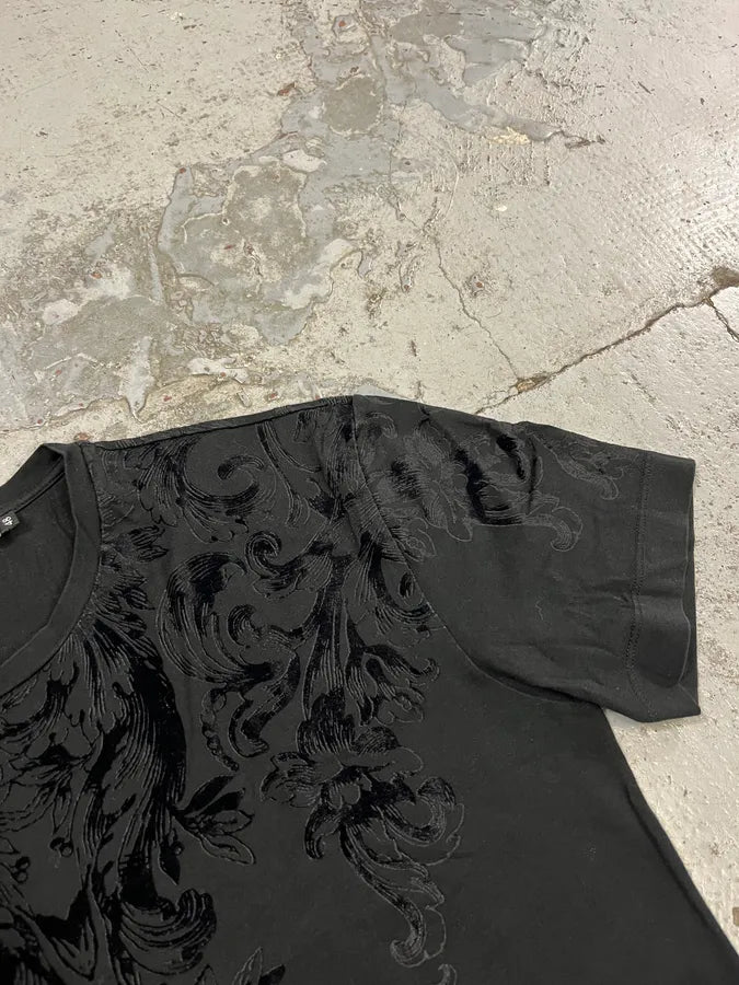 2010s Dolce & Gabbana Floral Velvet Black T-Shirt QaDGYfs 4