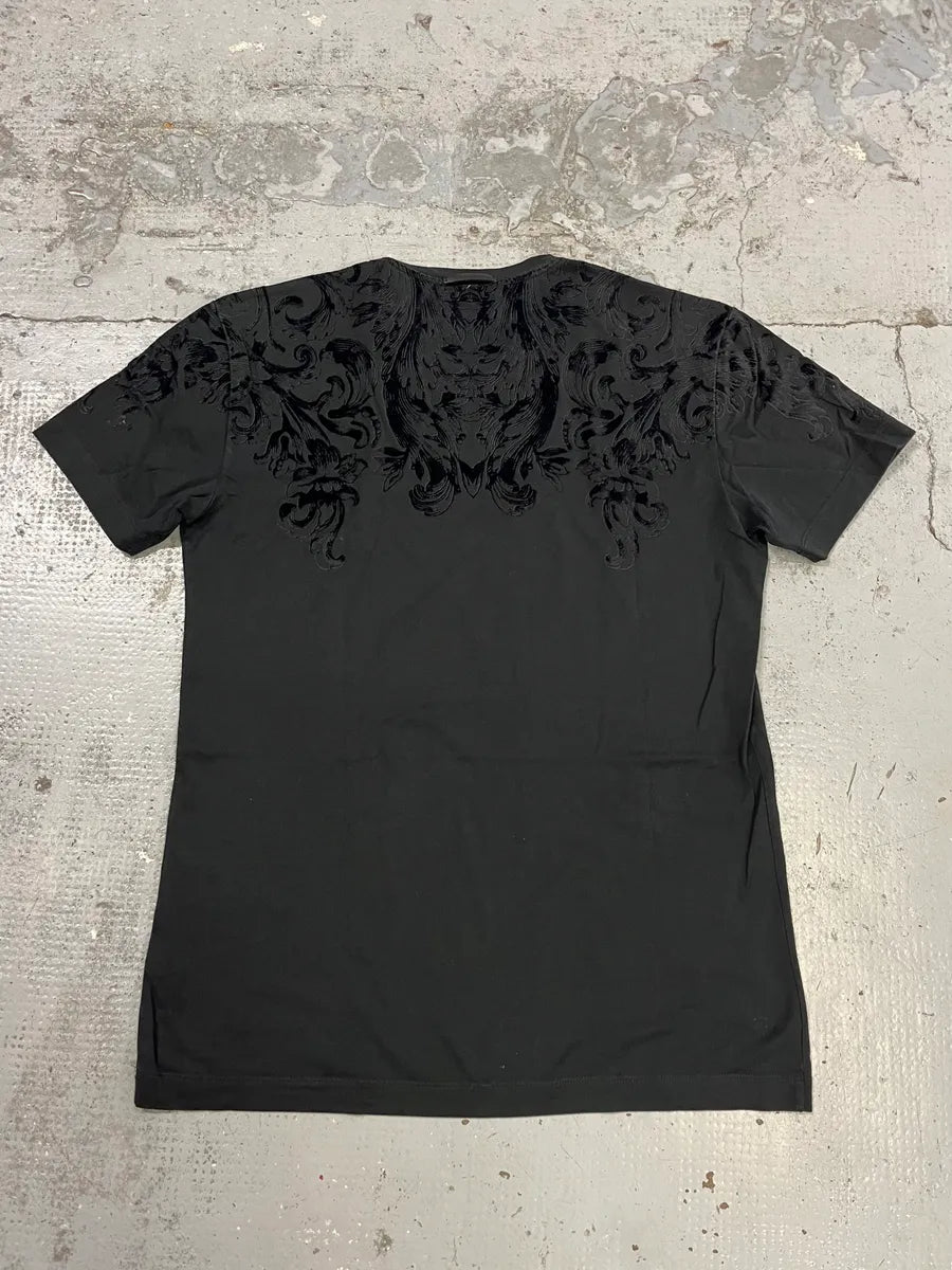 2010s Dolce & Gabbana Floral Velvet Black T-Shirt QaDGYfs 5