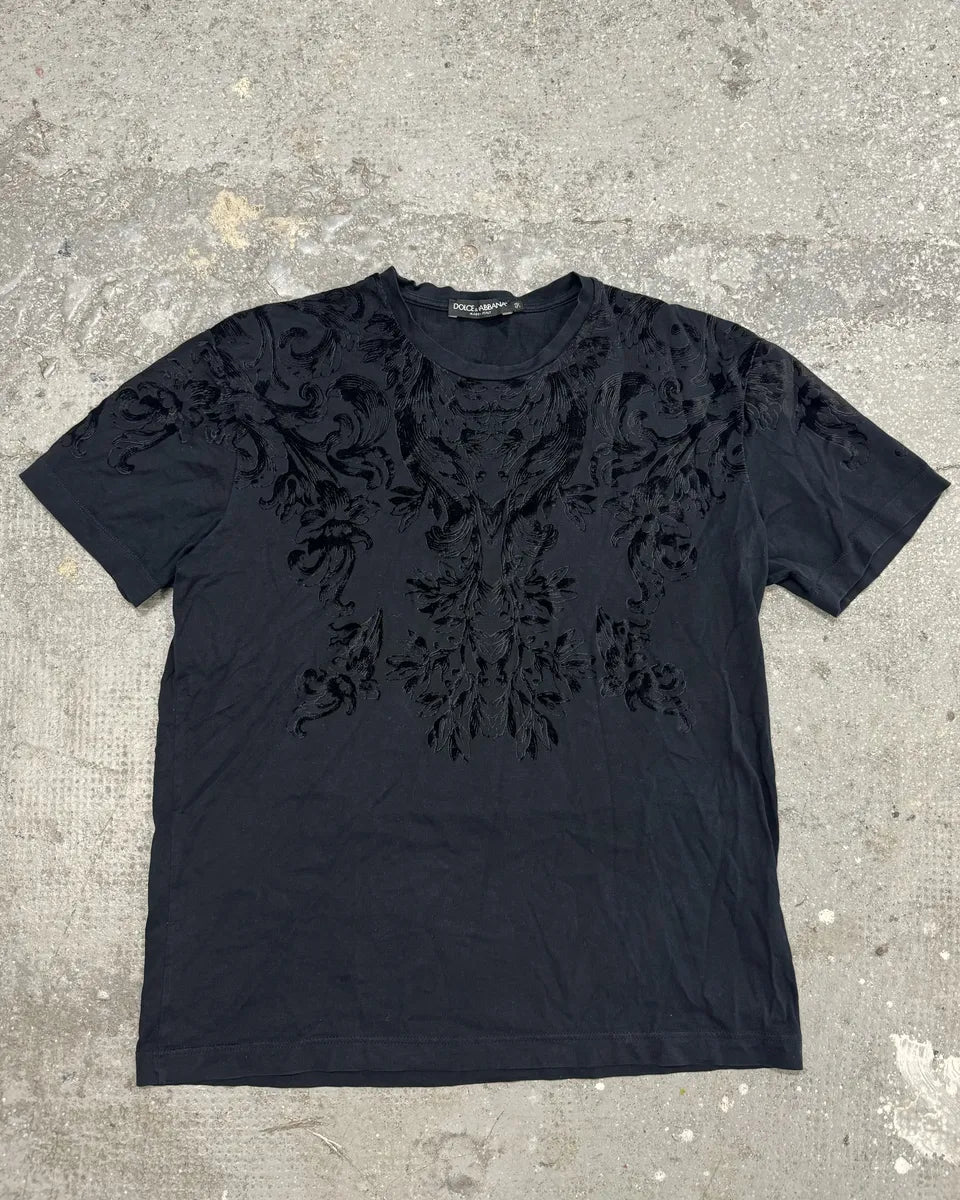 2010s Dolce & Gabbana Floral Velvet Tee-Shirt (S/M) 0