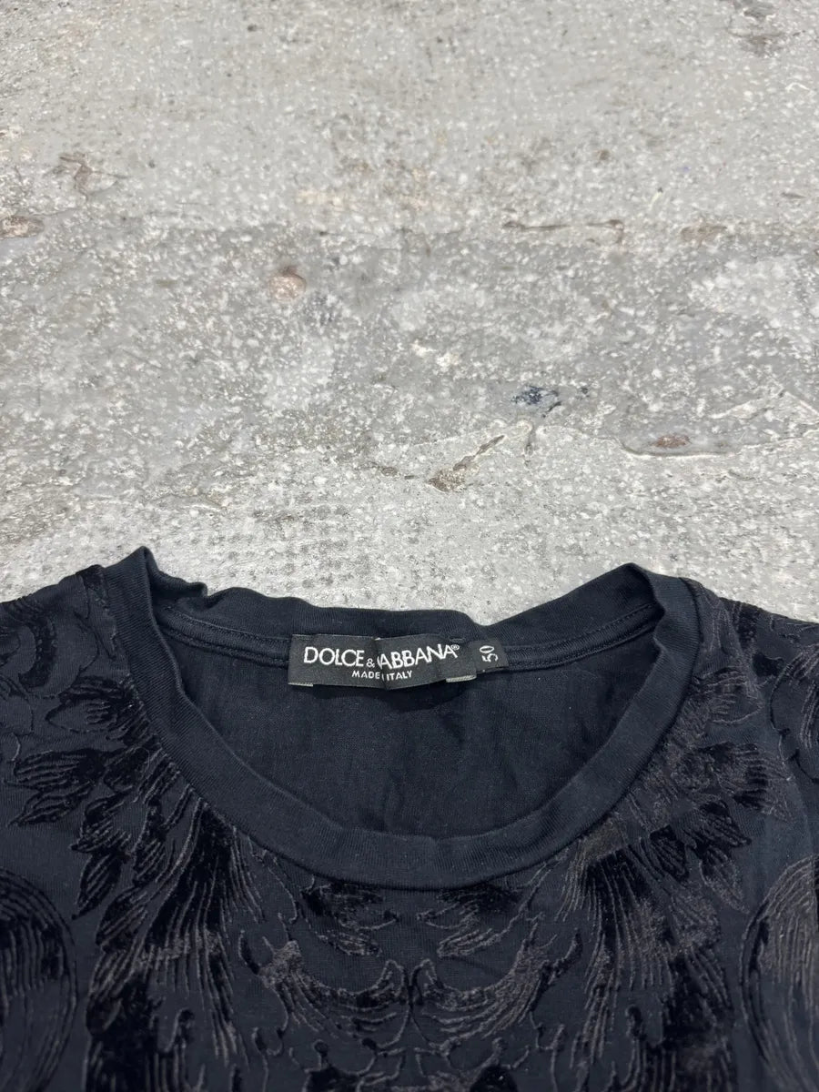 2010s Dolce & Gabbana Floral Velvet Tee-Shirt (S/M) 4