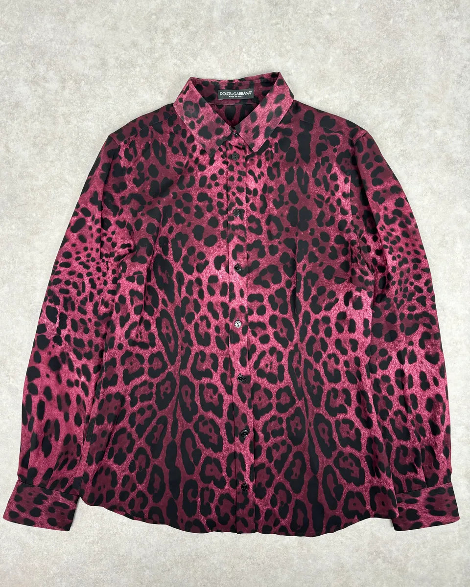 2010s Dolce & Gabbana Fuchsia Purple Silk Leopard Print Shirt AuTMbEO 0