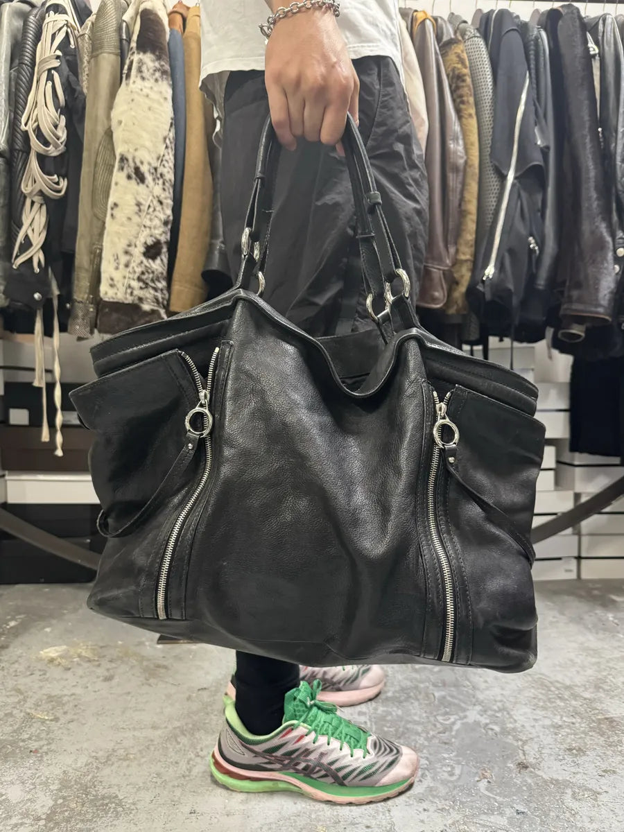 2010s Dolce & Gabbana Gaia Black Multi Zips Handle Leather Bag VERZtbe 0