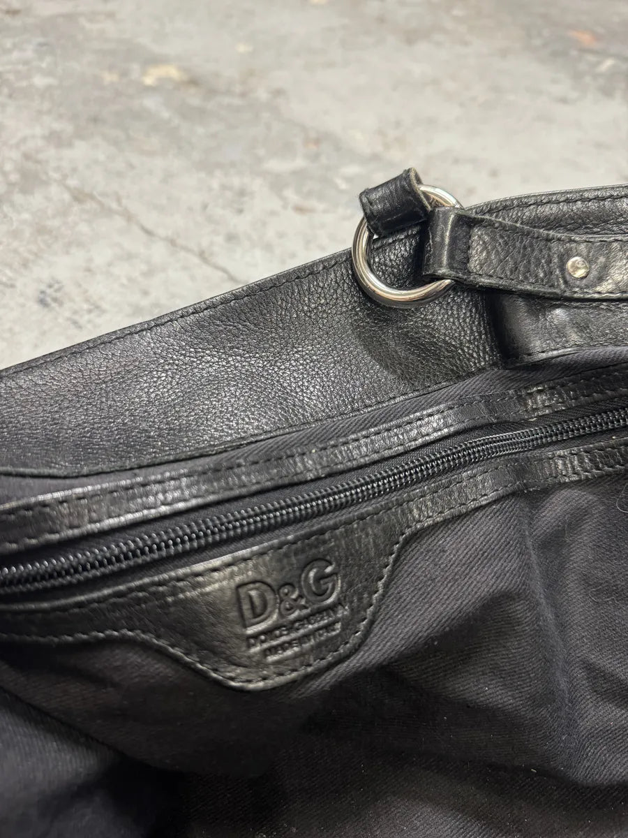 2010s Dolce & Gabbana Gaia Black Multi Zips Handle Leather Bag VERZtbe 10