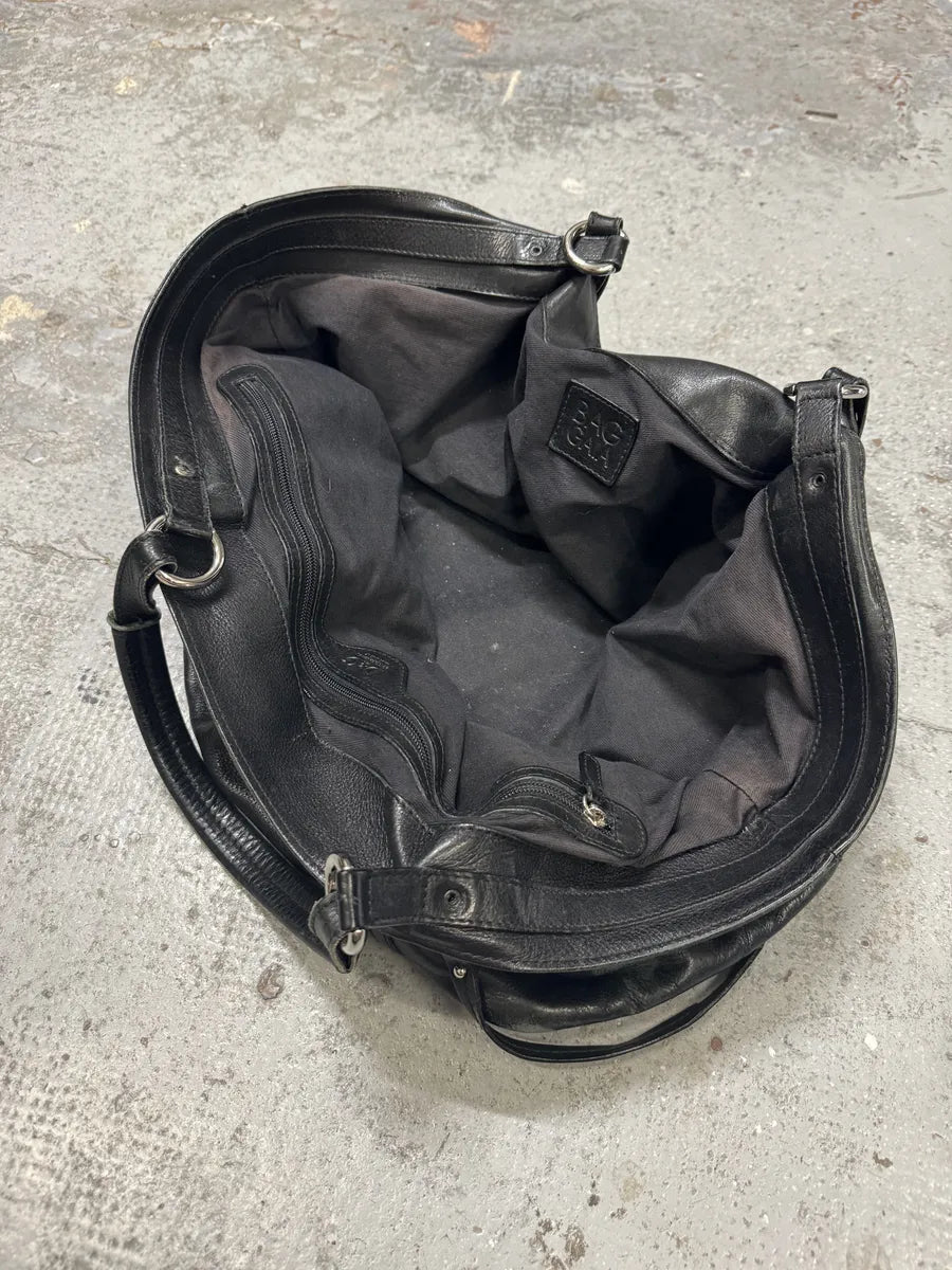 2010s Dolce & Gabbana Gaia Black Multi Zips Handle Leather Bag VERZtbe 2