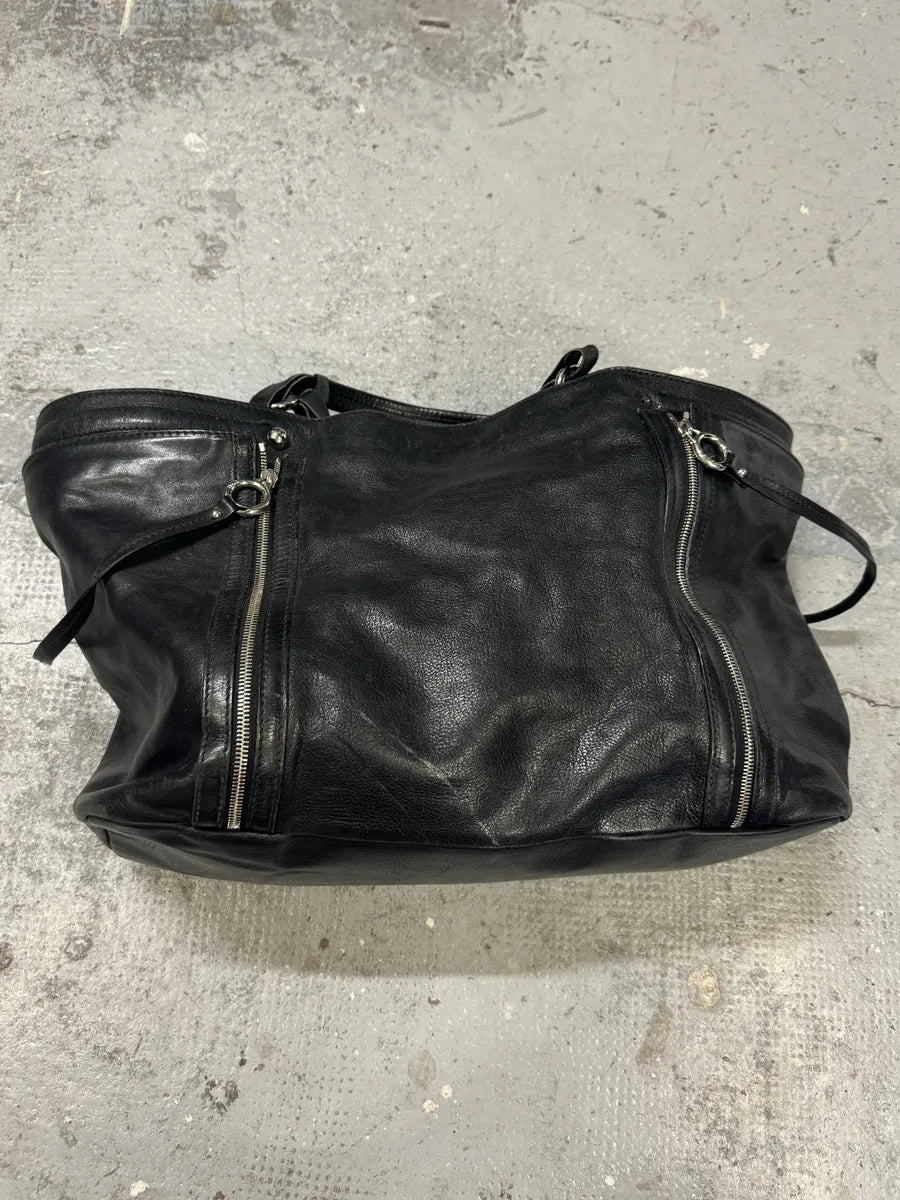 2010s Dolce & Gabbana Gaia Black Multi Zips Handle Leather Bag VERZtbe 3