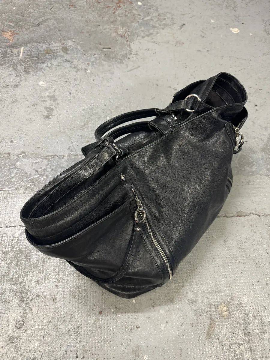 2010s Dolce & Gabbana Gaia Black Multi Zips Handle Leather Bag VERZtbe 5