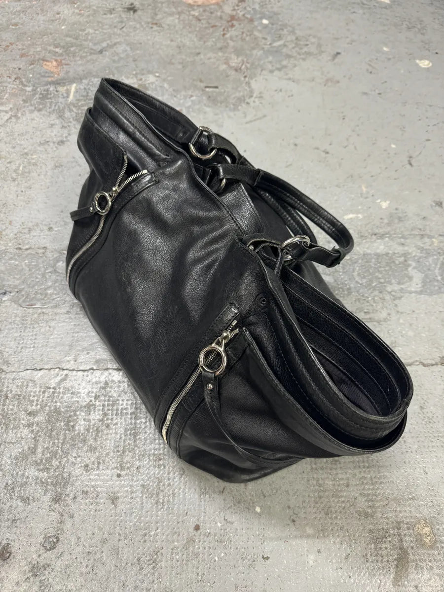 2010s Dolce & Gabbana Gaia Black Multi Zips Handle Leather Bag VERZtbe 6