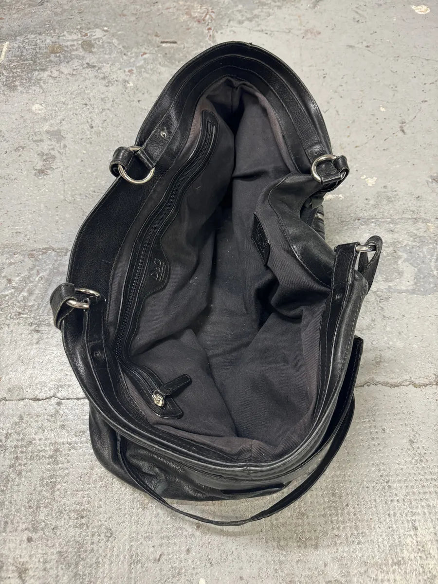 2010s Dolce & Gabbana Gaia Black Multi Zips Handle Leather Bag VERZtbe 7