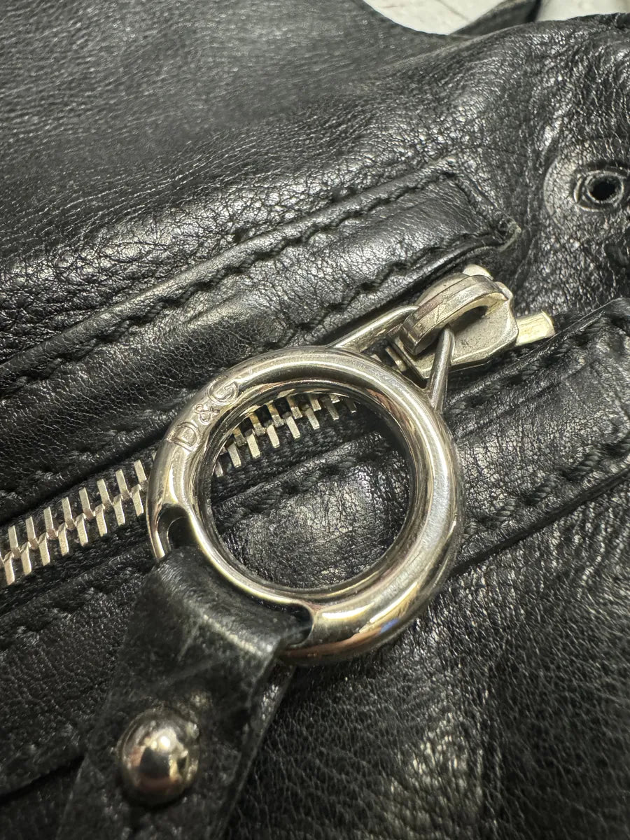 2010s Dolce & Gabbana Gaia Black Multi Zips Handle Leather Bag VERZtbe 9