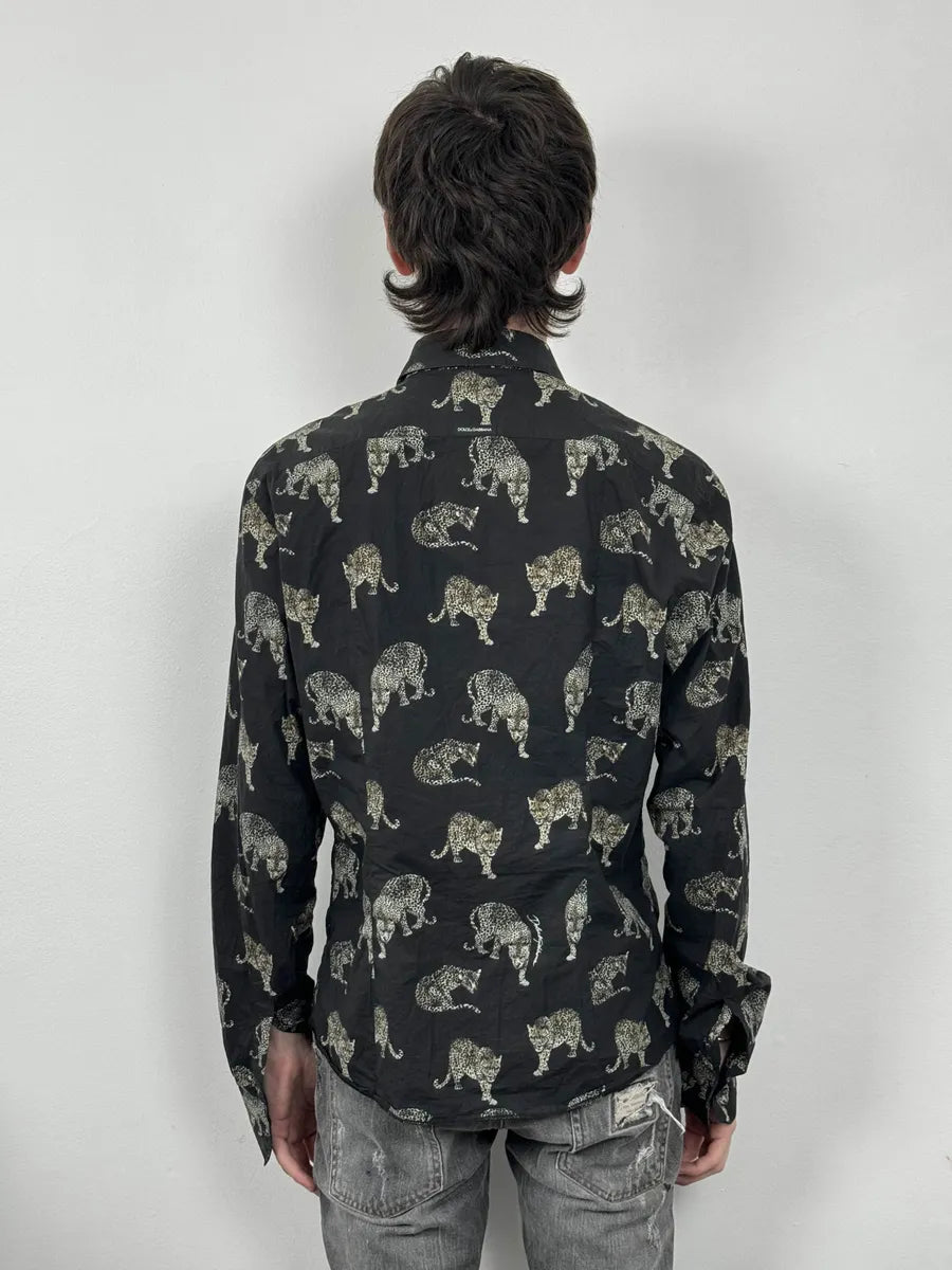 2010s Dolce & Gabbana Gold Mafia Leopard Black Shirt WEgLQXH 3
