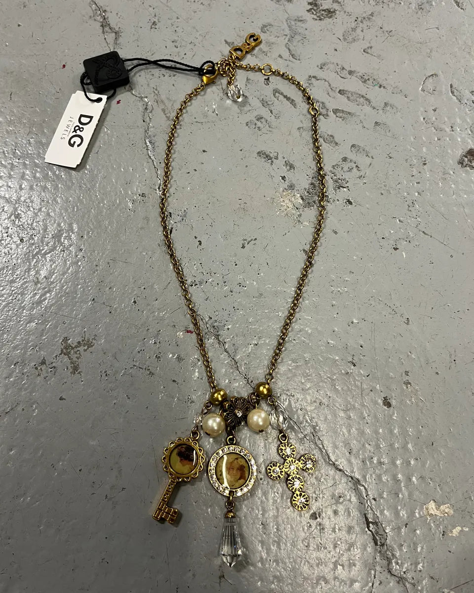 2010s Dolce & Gabbana Gold Metal Multi-Charm Necklace nNhjvlv 0