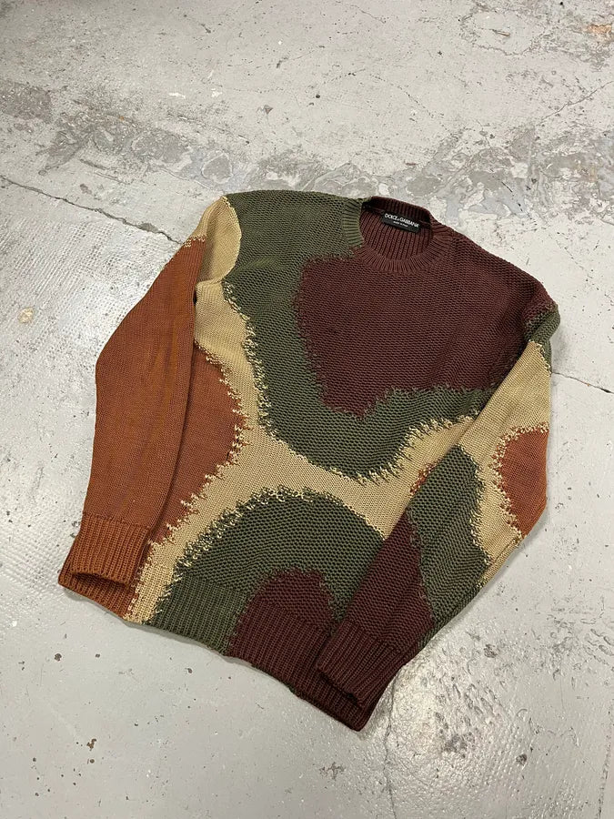 2010s Dolce & Gabbana Green & Brown Abstract Knit Sweater dRZDxMg 3