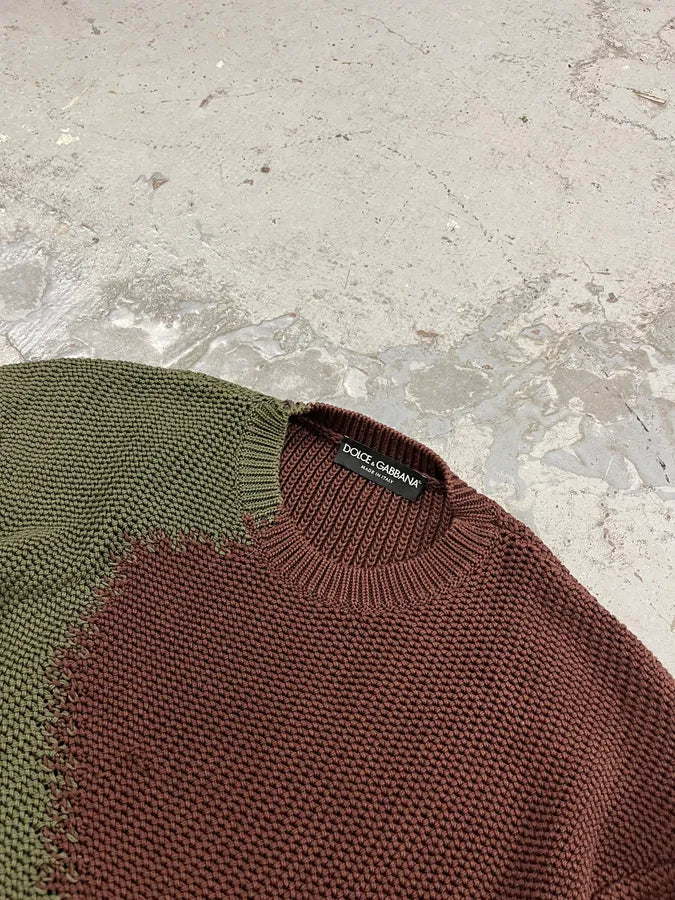 2010s Dolce & Gabbana Green & Brown Abstract Knit Sweater dRZDxMg 4