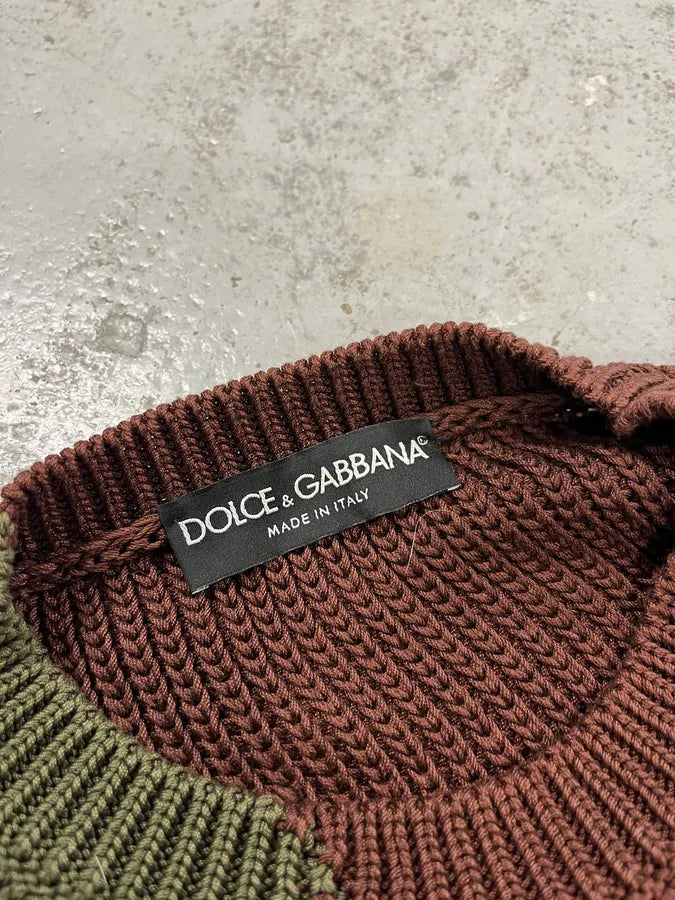 2010s Dolce & Gabbana Green & Brown Abstract Knit Sweater dRZDxMg 7