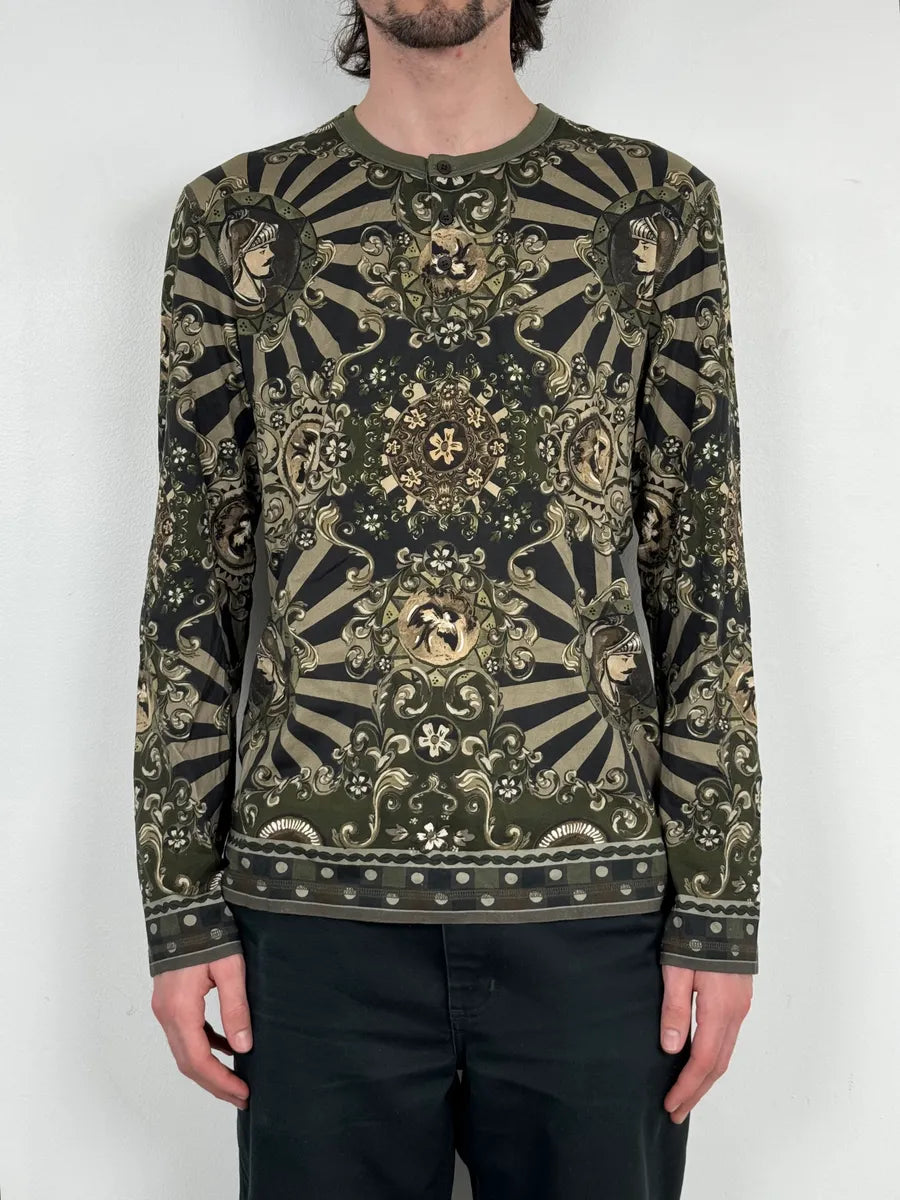 2010s Dolce & Gabbana Green Fantasy World Henley Longsleeve UMOLNFa 1