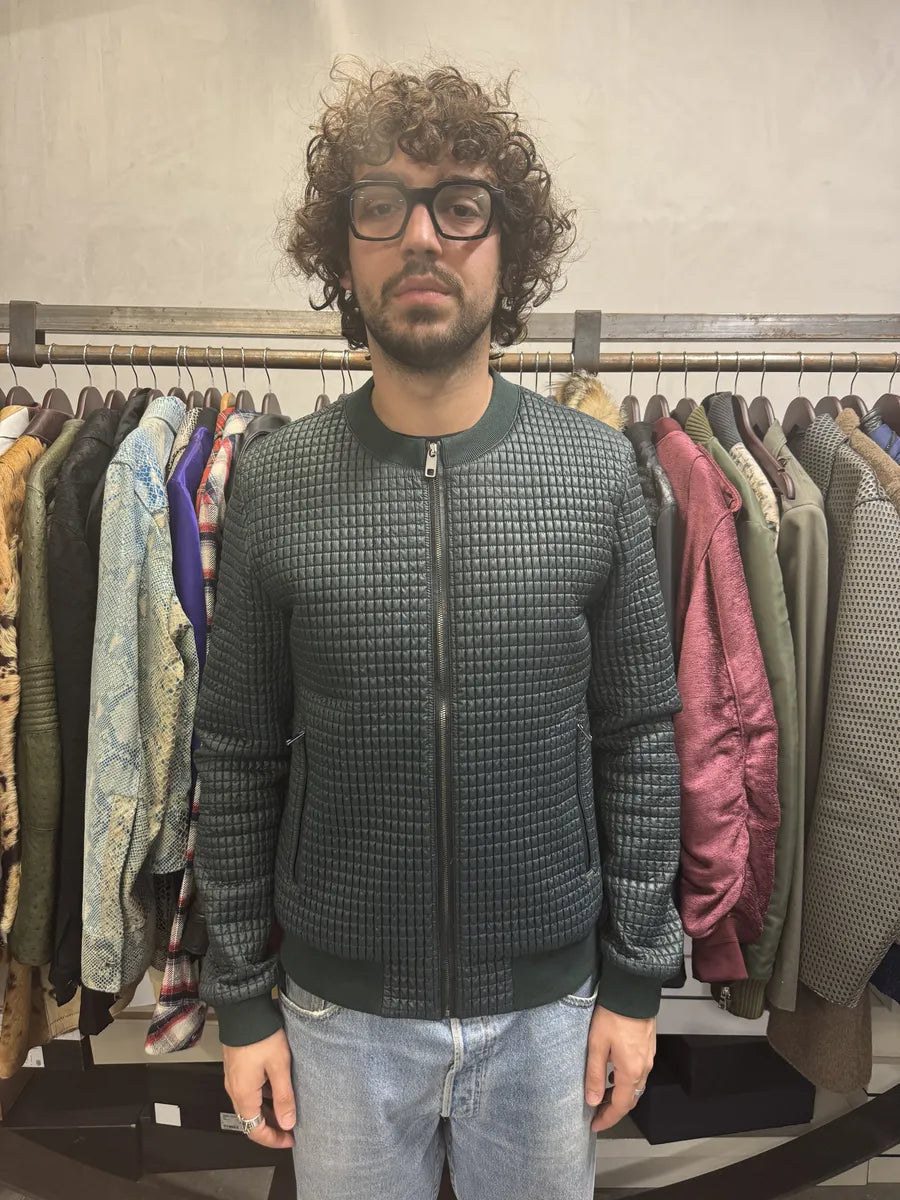 2010s Dolce & Gabbana Green Quilted Full Zip Bomber Jacket gyczRNp 2