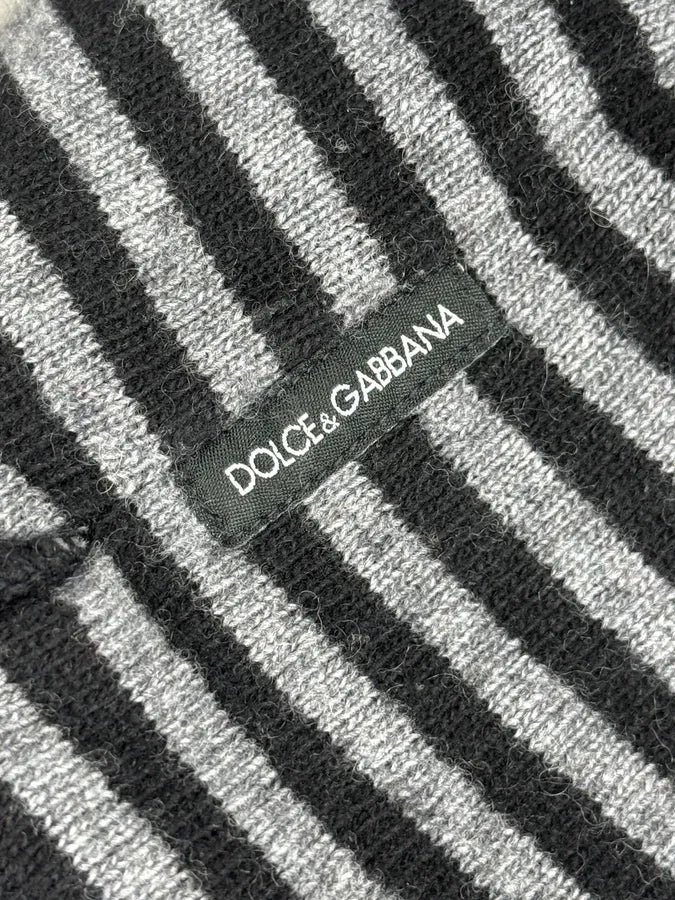 2010s Dolce & Gabbana Grey & Black Striped Beanie & Scarf Set ZOJspis 9