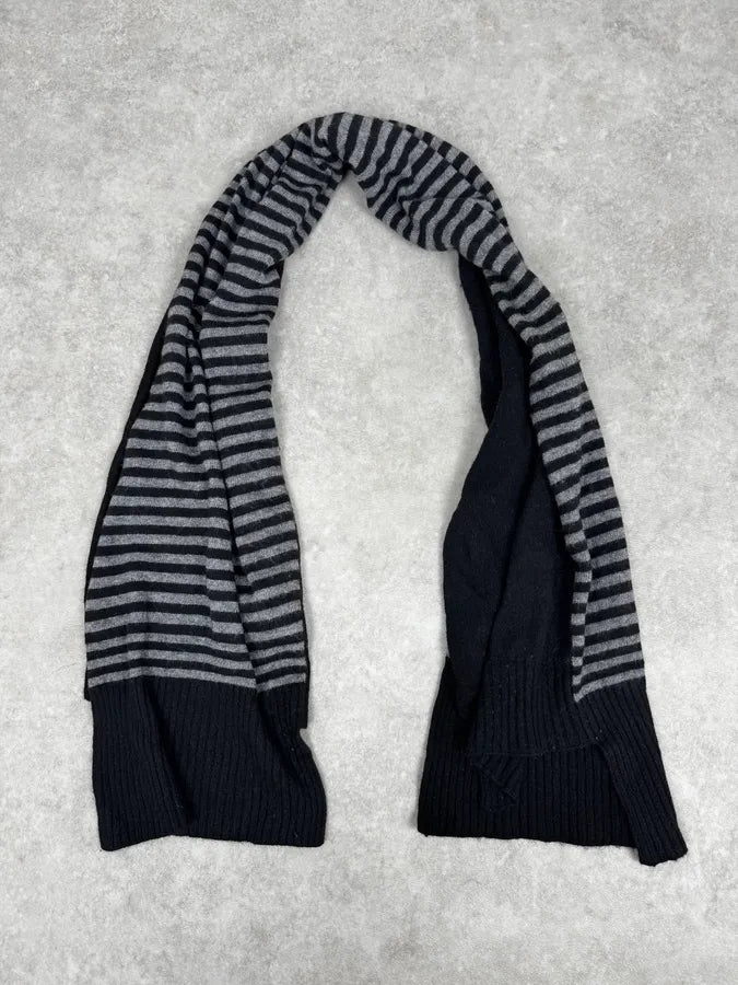 2010s Dolce & Gabbana Grey & Black Striped Beanie & Scarf Set ZOJspis 5