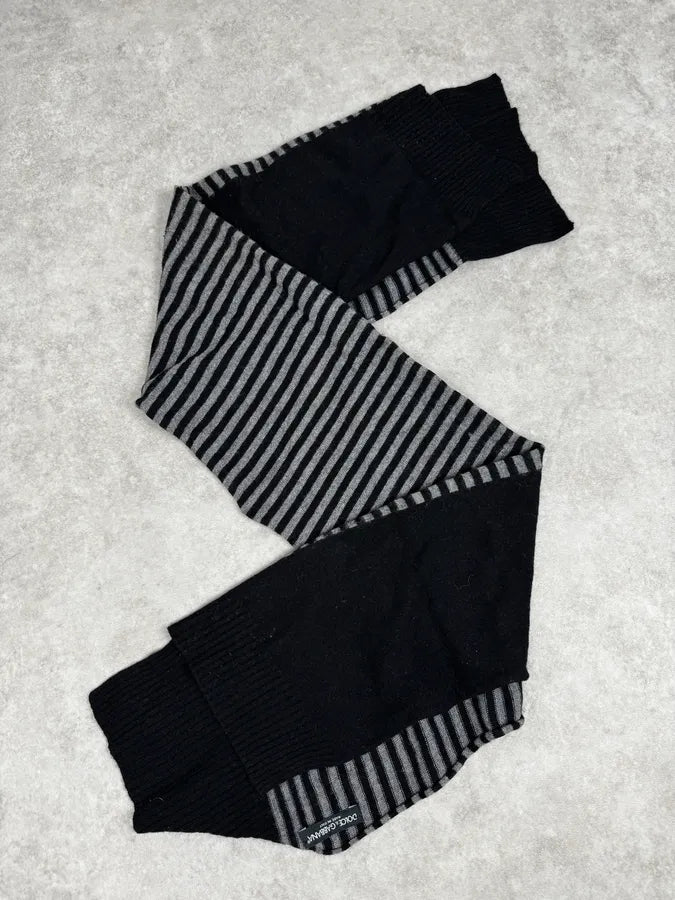 2010s Dolce & Gabbana Grey & Black Striped Beanie & Scarf Set ZOJspis 6