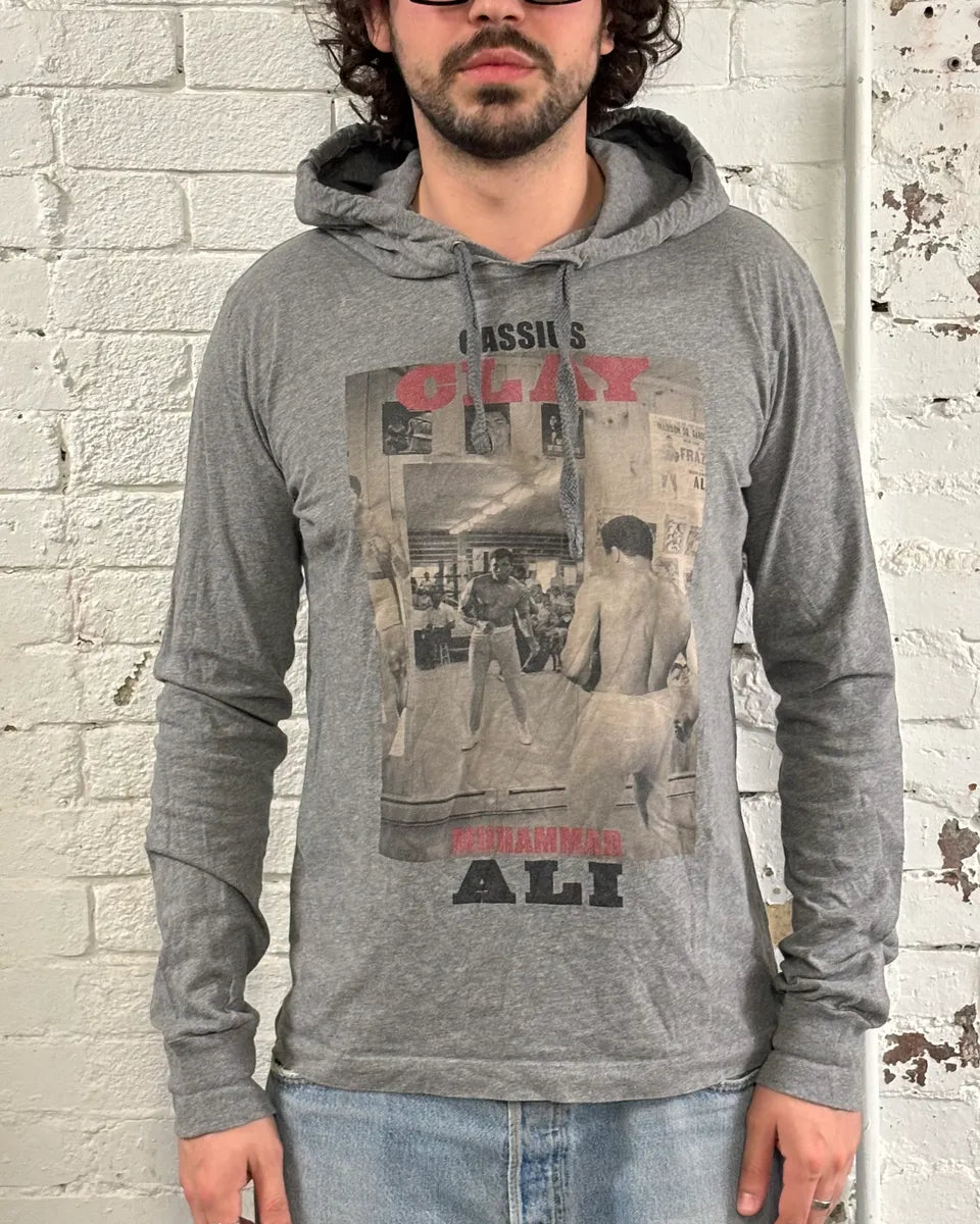 2010s Dolce & Gabbana Grey Muhammad Ali Graphic Hoodie T-Shirt ypdvjwH 1