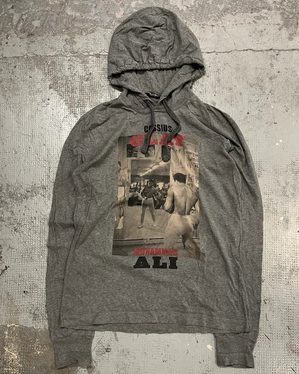 2010s Dolce & Gabbana Grey Muhammad Ali Graphic Hoodie T-Shirt ypdvjwH 3