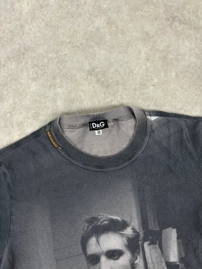 2010s Dolce & Gabbana Grey Shadow Elvis Photography T-Shirt gPtLFDe 3