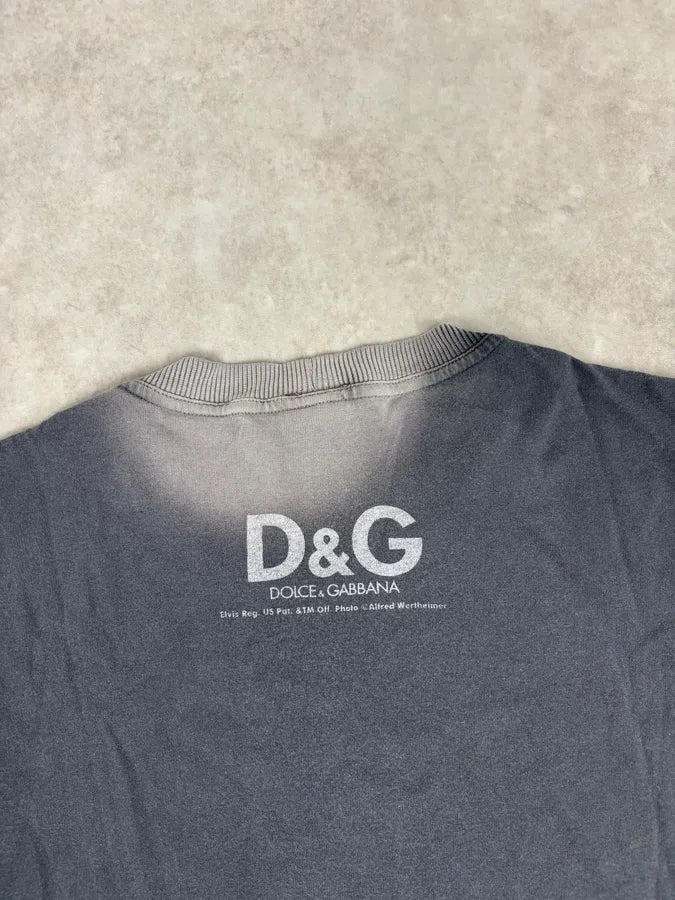 2010s Dolce & Gabbana Grey Shadow Elvis Photography T-Shirt gPtLFDe 5
