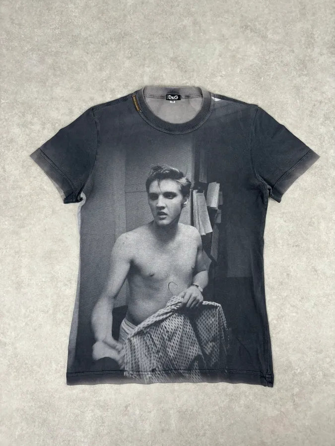 2010s Dolce & Gabbana Grey Shadow Elvis Photography T-Shirt gPtLFDe 0