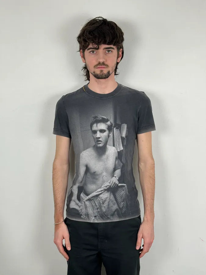2010s Dolce & Gabbana Grey Shadow Elvis Photography T-Shirt gPtLFDe 1